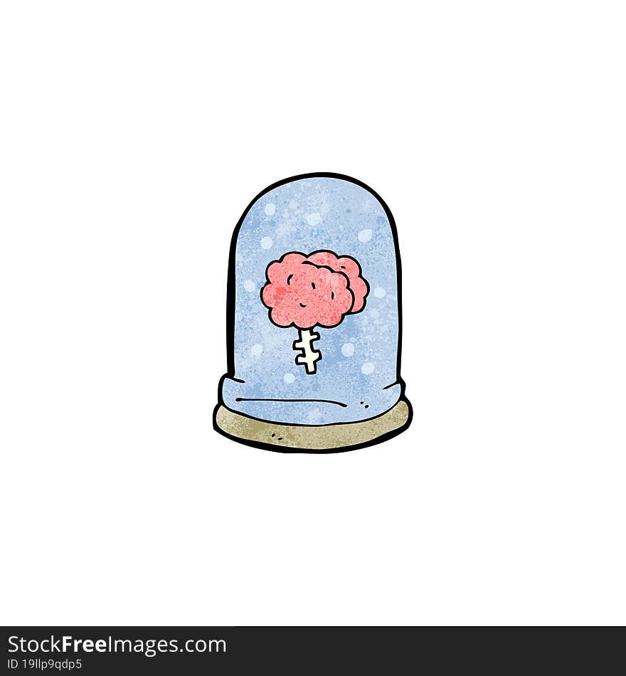 Cartoon Brain In Jar