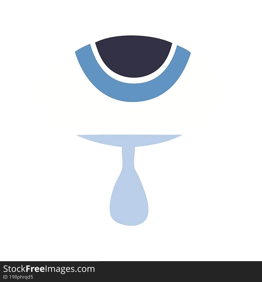 flat color retro cartoon of a crying eye