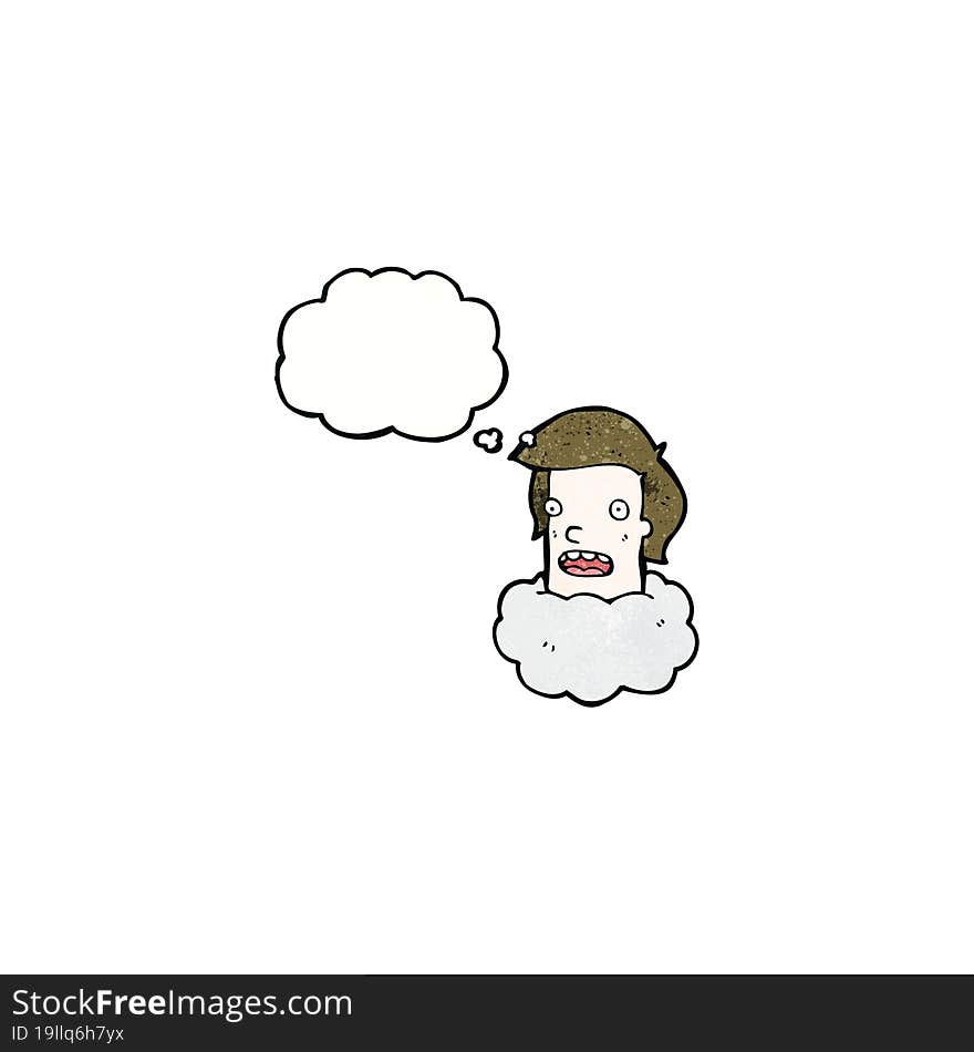 cartoon man s head in cloud