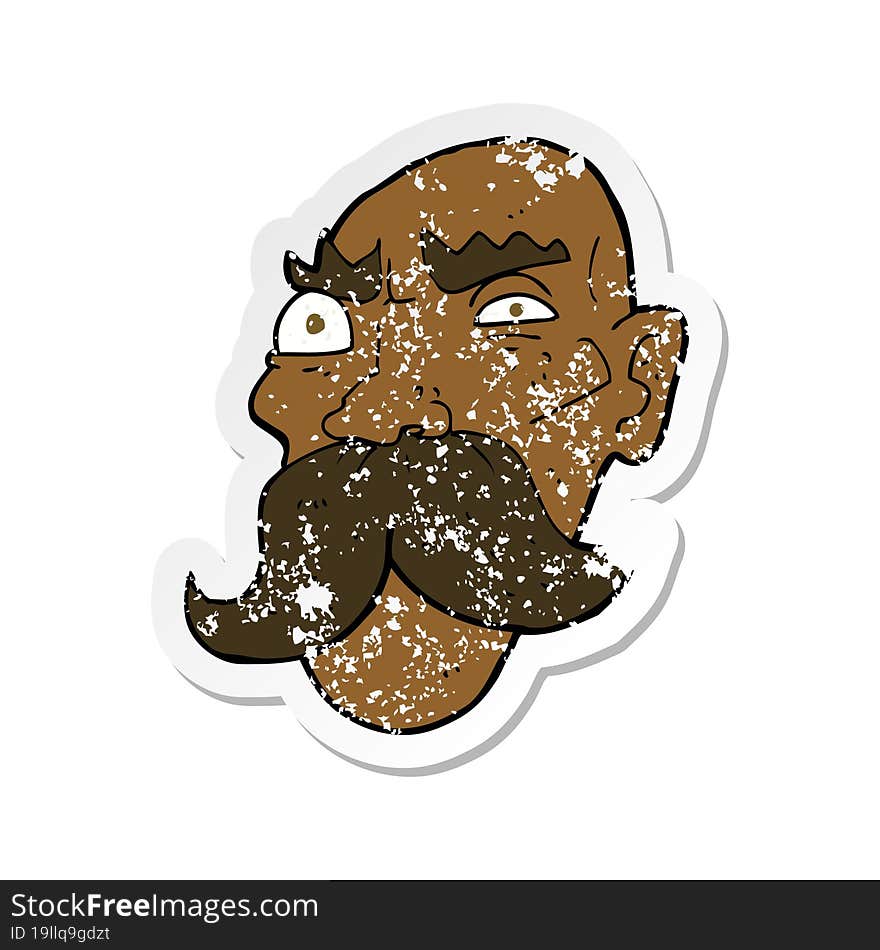 Retro Distressed Sticker Of A Cartoon Angry Old Man