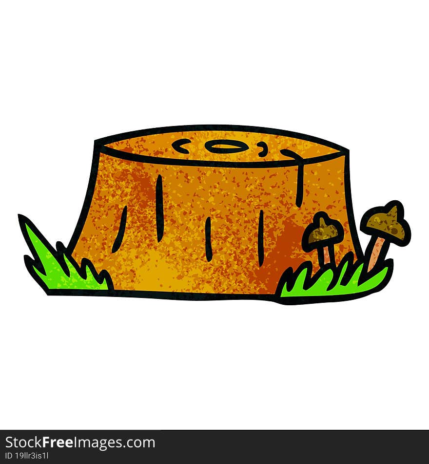 Textured Cartoon Doodle Of A Tree Log