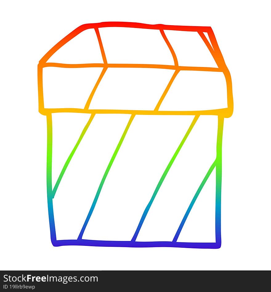 rainbow gradient line drawing cartoon gift box