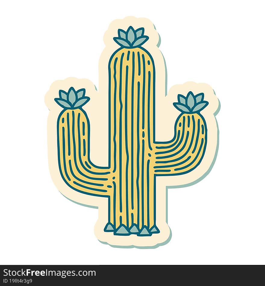 sticker of tattoo in traditional style of a cactus. sticker of tattoo in traditional style of a cactus