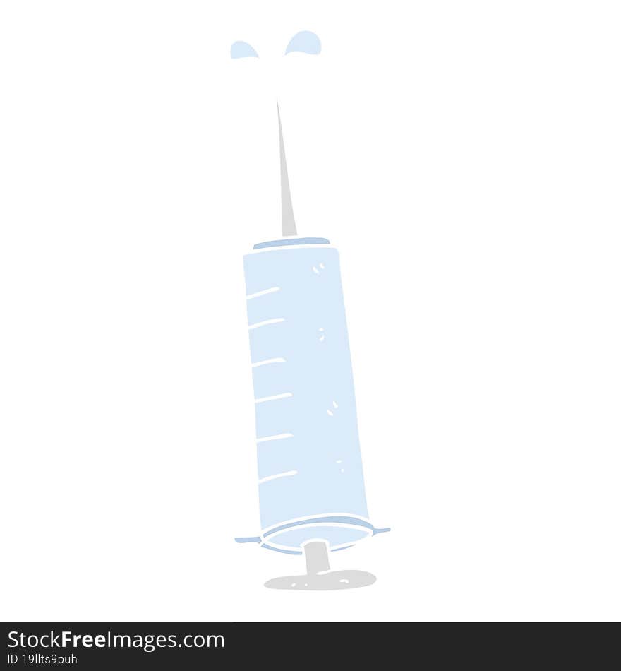 Flat Color Illustration Of A Cartoon Medical Needle