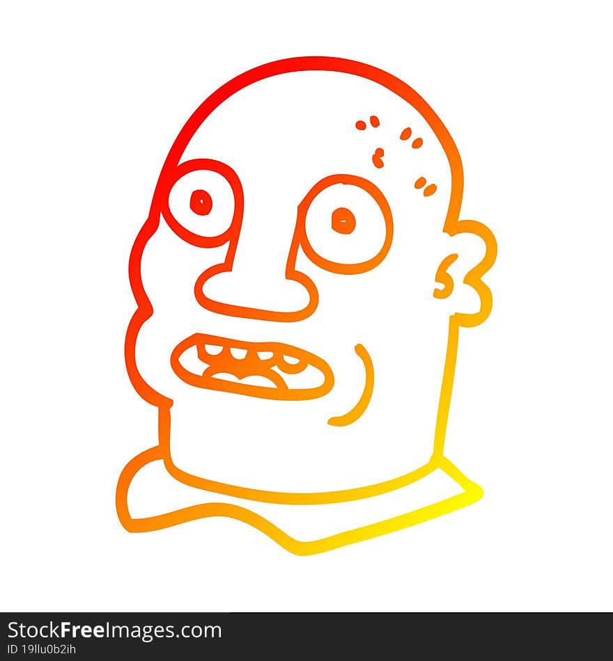 Warm Gradient Line Drawing Cartoon Head Man