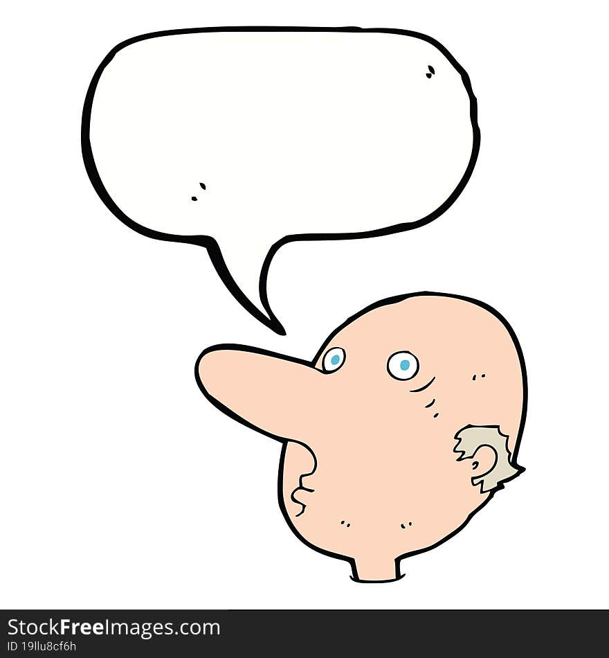 Cartoon Balding Man With Speech Bubble