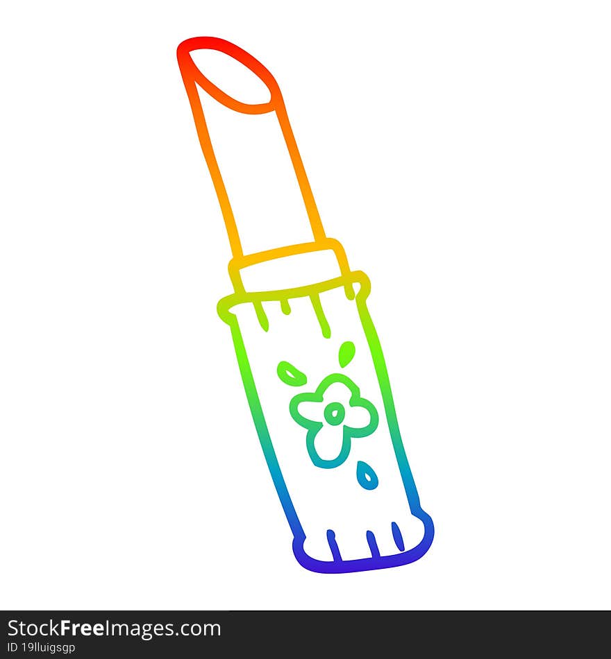 rainbow gradient line drawing of a cartoon lipstick