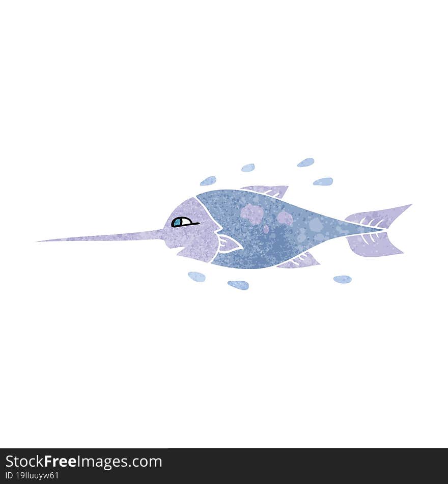 retro cartoon swordfish