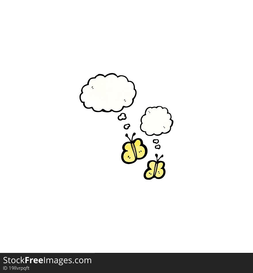 cartoon butterflies with thought bubbles