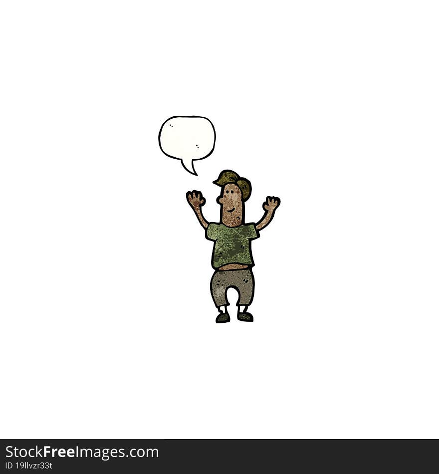 Happy Cartoon Man With Speech Bubble