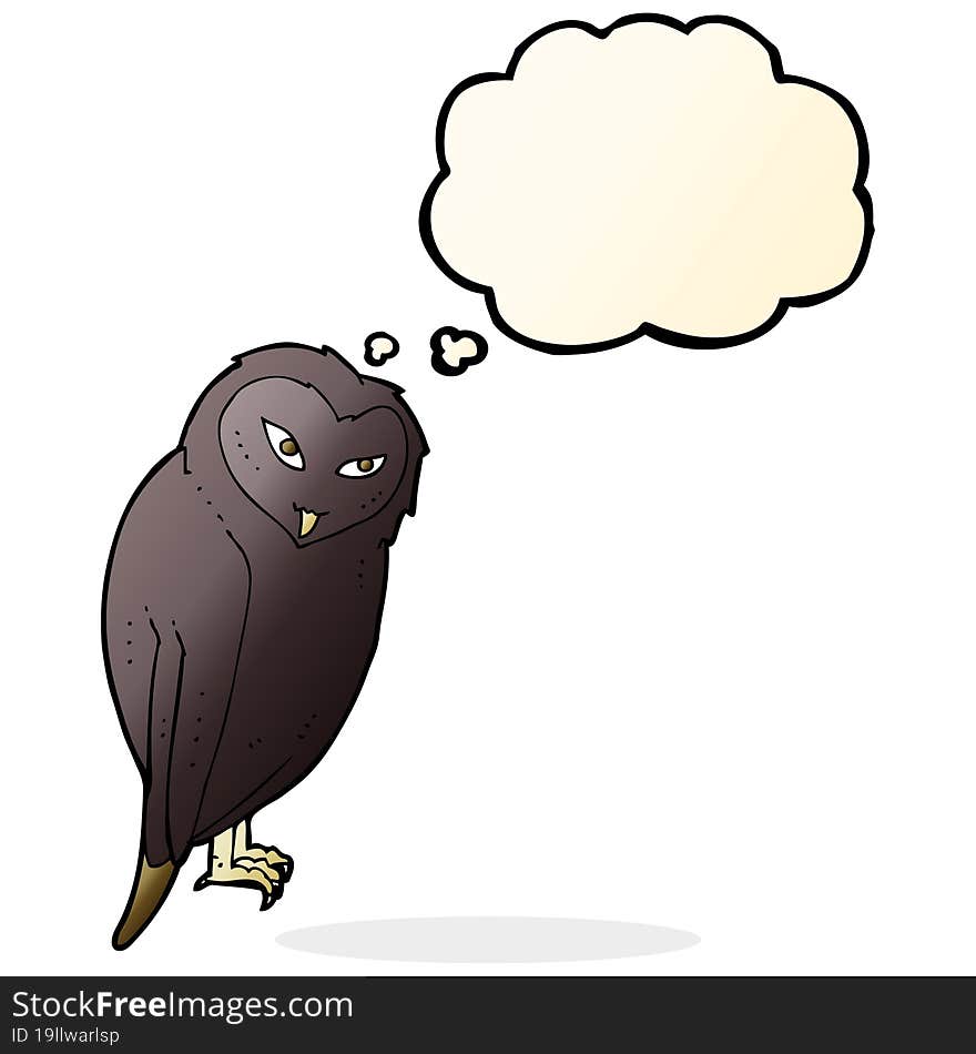 cartoon owl with thought bubble