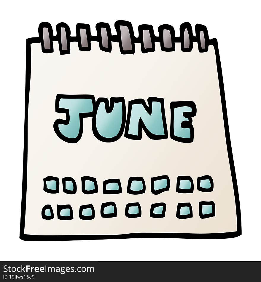 cartoon doodle calendar showing month of june