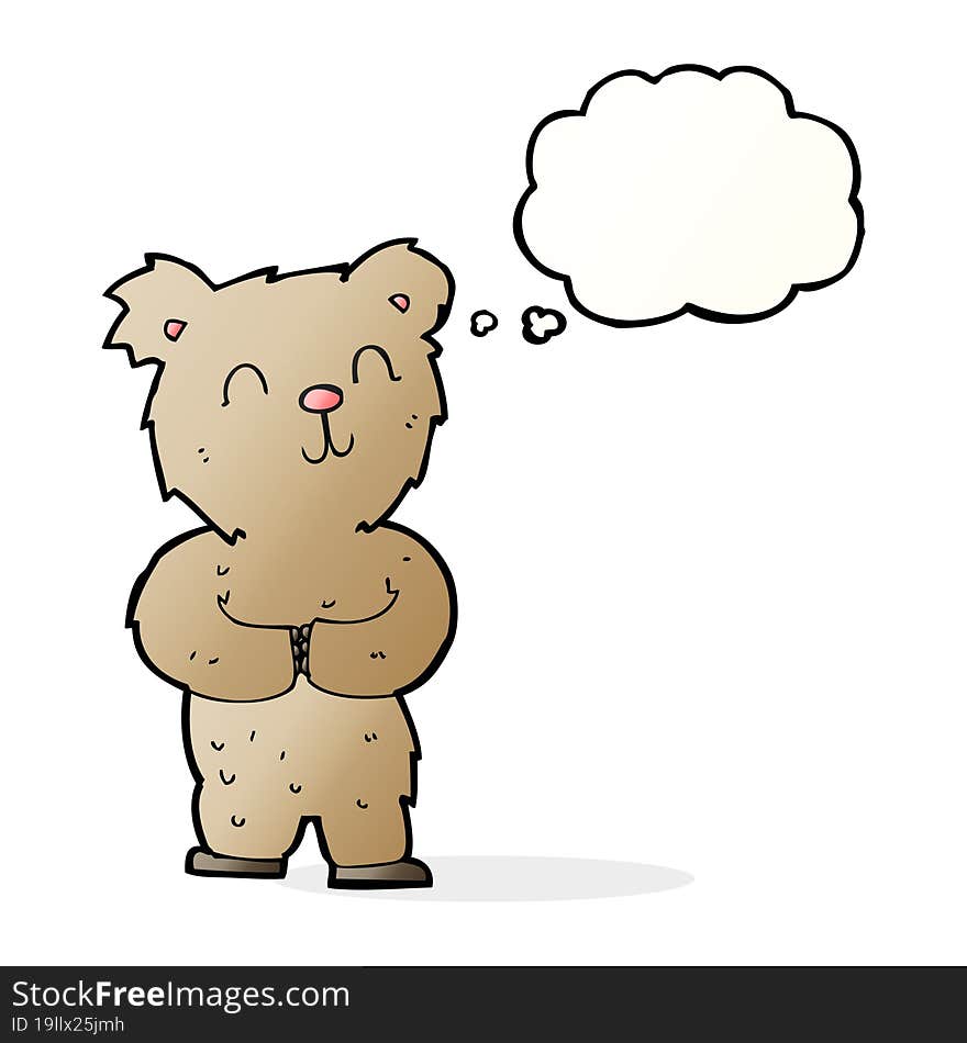 Cartoon Happy Little Bear With Thought Bubble