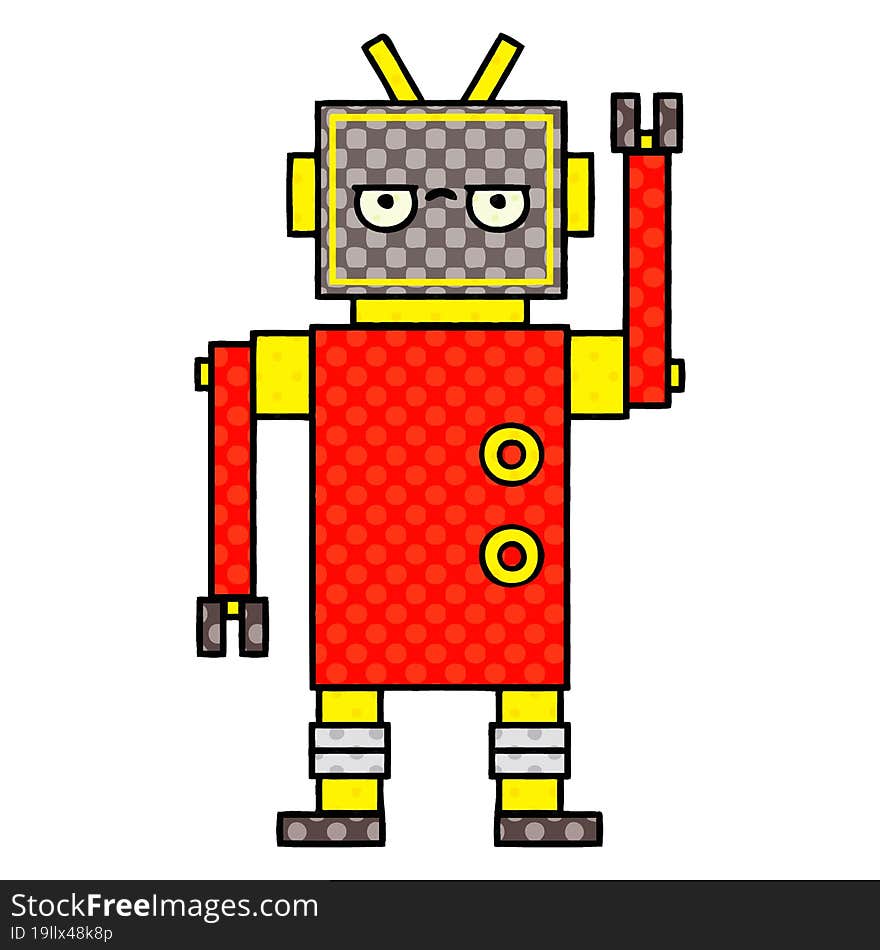 Comic Book Style Cartoon Annoyed Robot