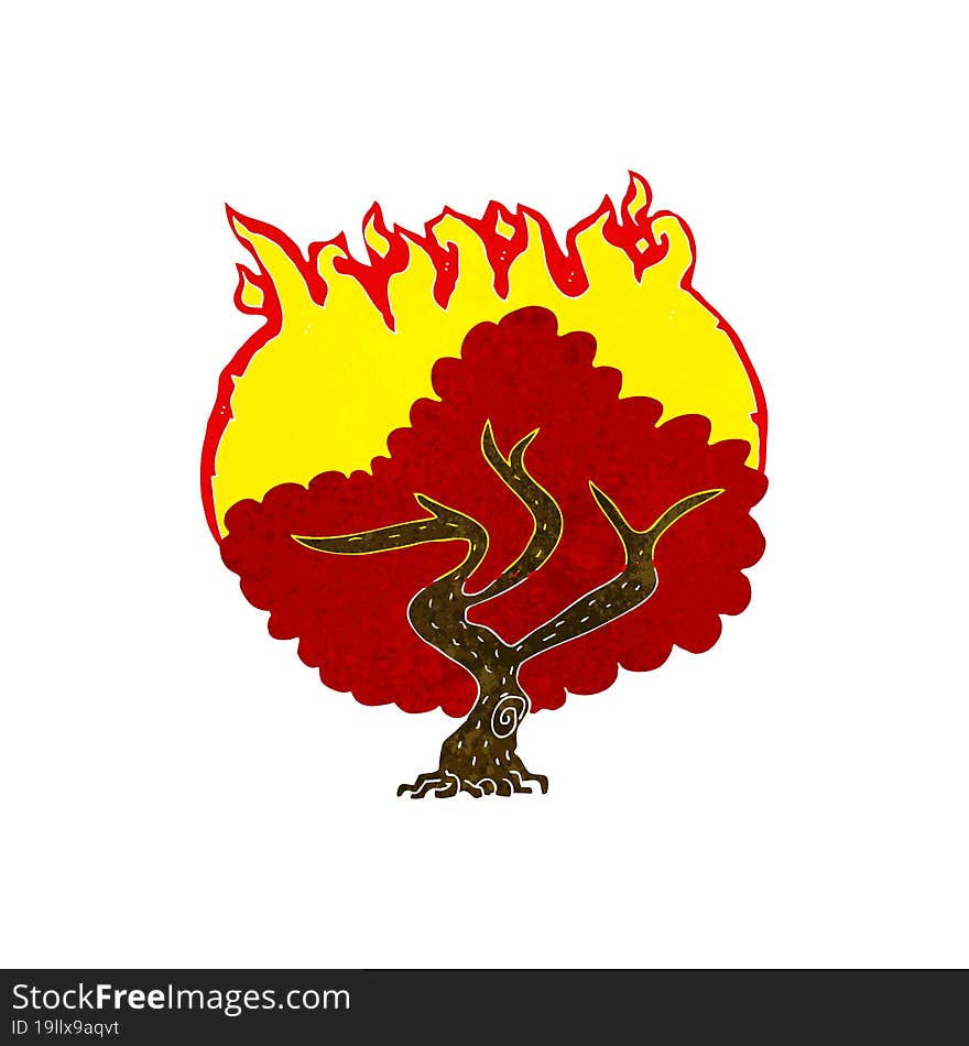 cartoon burning tree