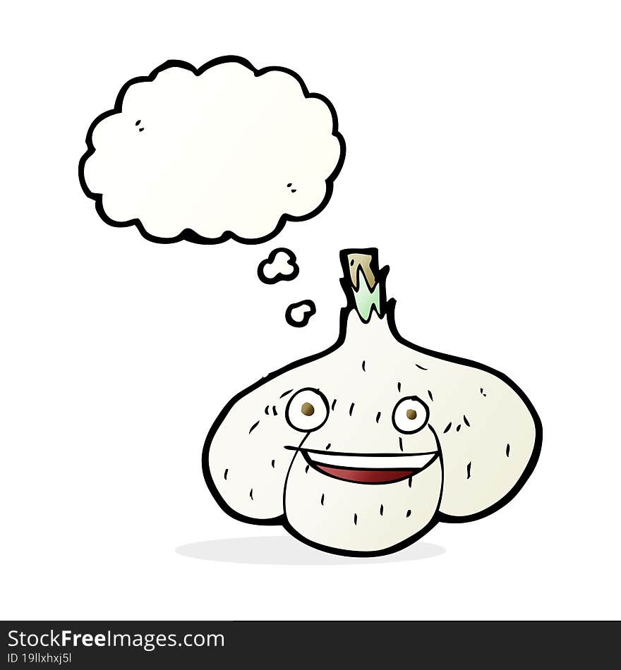 Cartoon Garlic With Thought Bubble