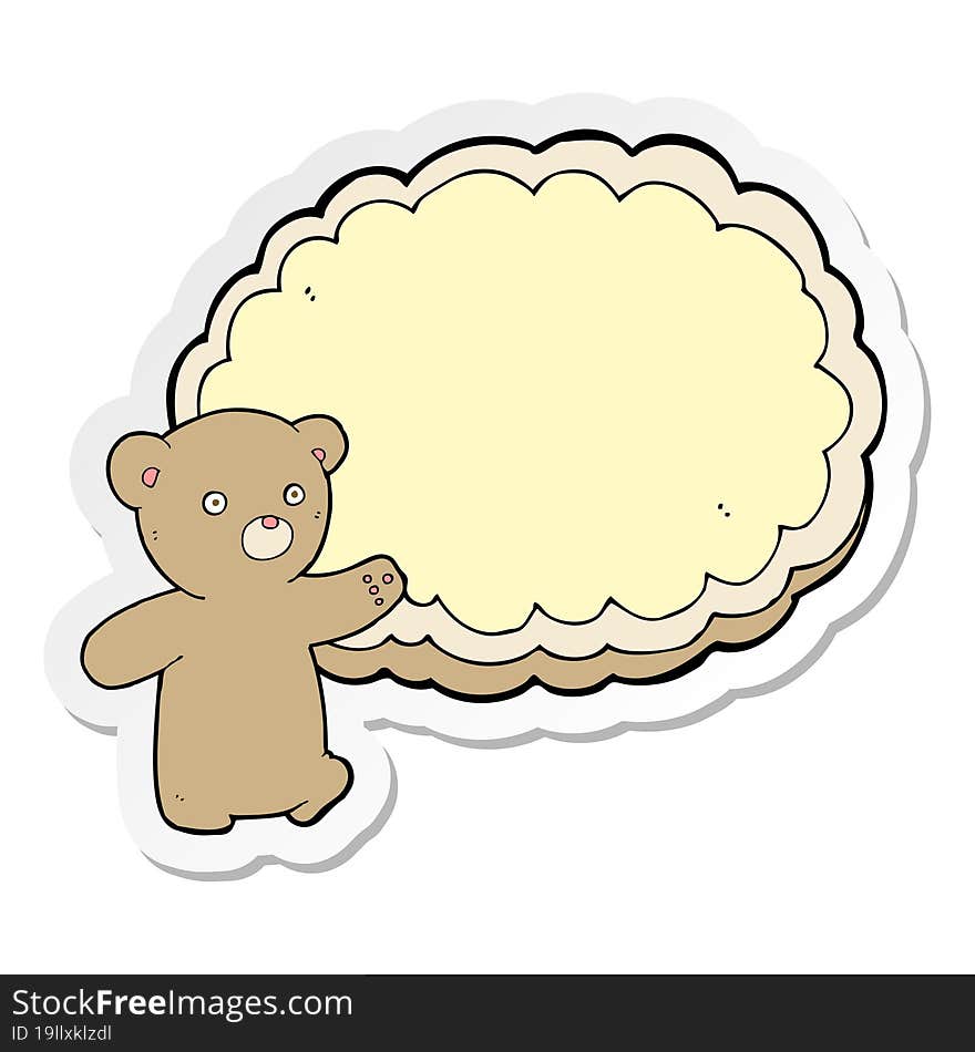 sticker of a cartoon bear with text space cloud