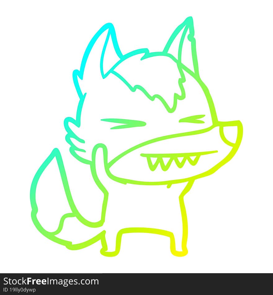 Cold Gradient Line Drawing Angry Wolf Cartoon