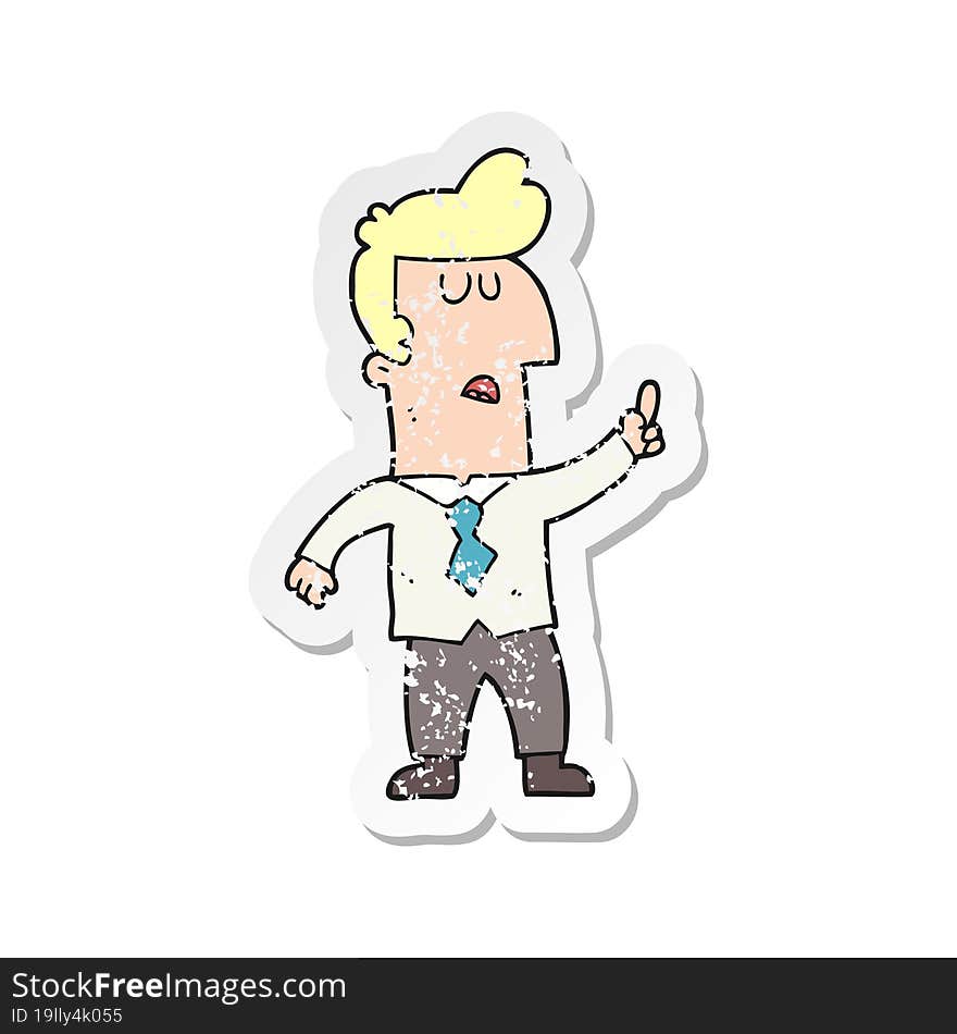 retro distressed sticker of a cartoon businessman