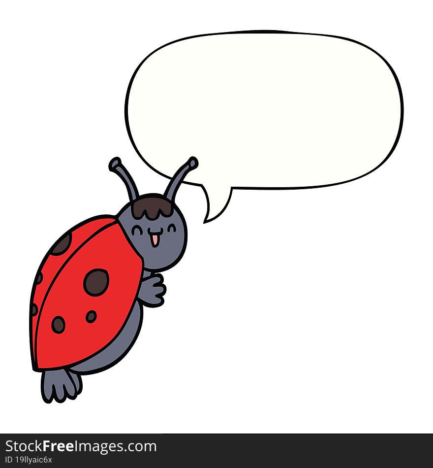 Cute Cartoon Ladybug And Speech Bubble