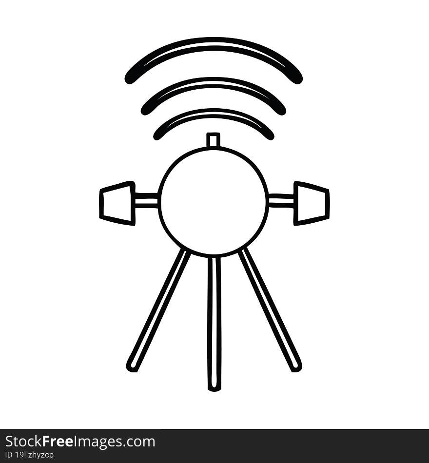 Line Drawing Cartoon Satellite