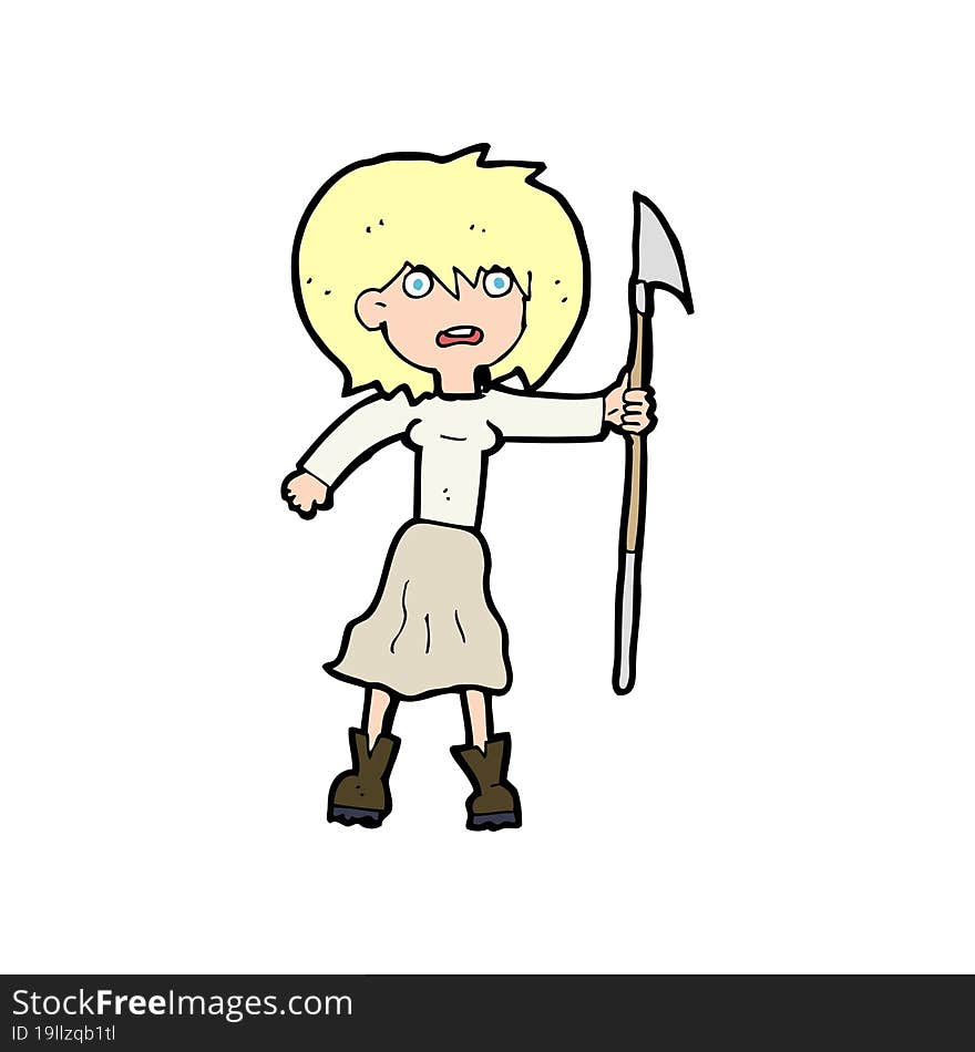 cartoon woman with harpoon