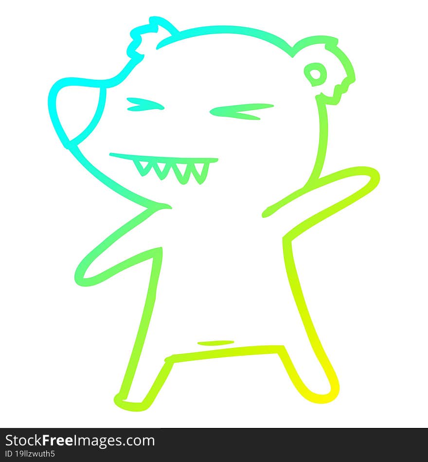 cold gradient line drawing angry polar bear cartoon