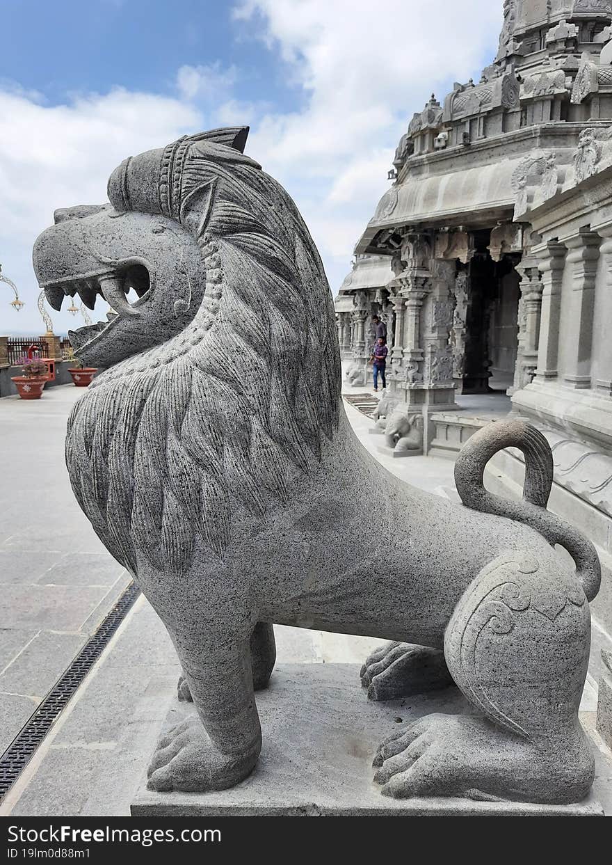 Monolithic lion statue or sculpture, yadadri, Telangana