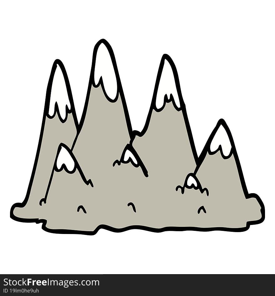 hand drawn doodle style cartoon mountains