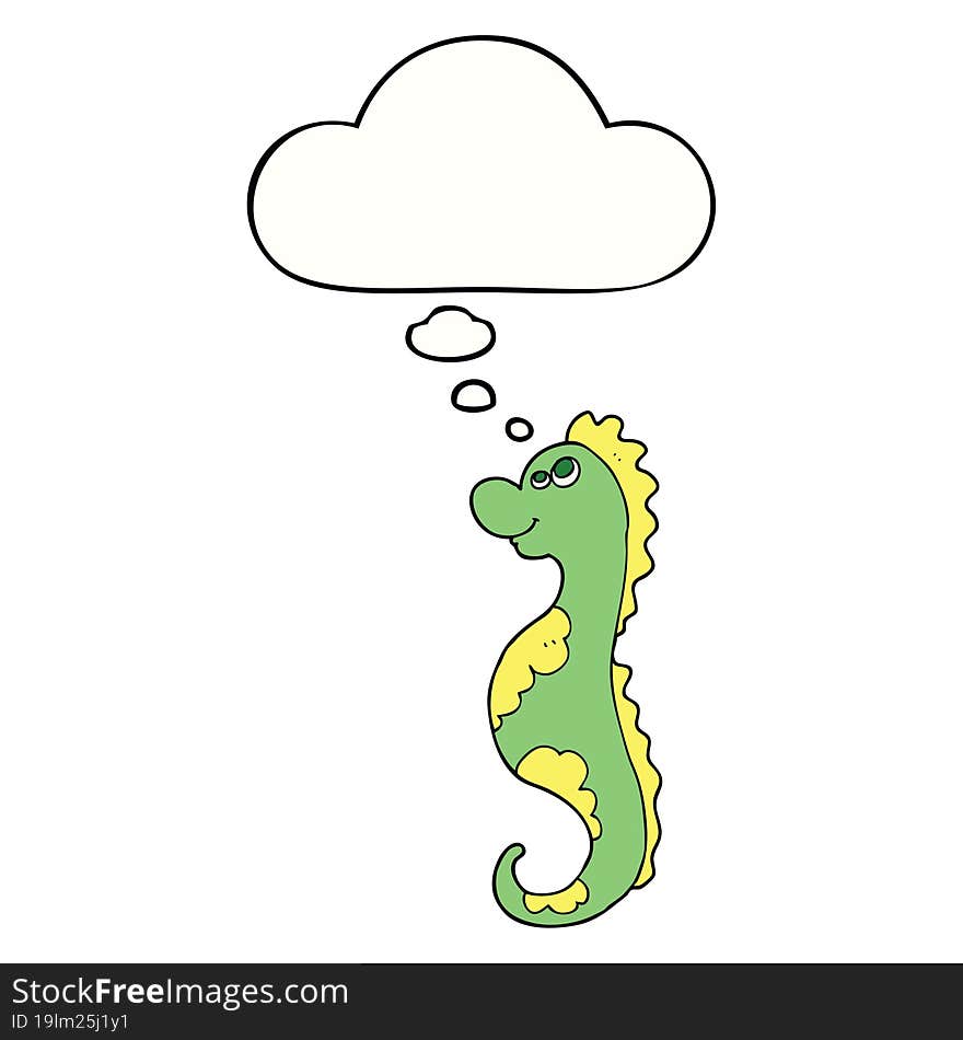 Cartoon Sea Horse And Thought Bubble