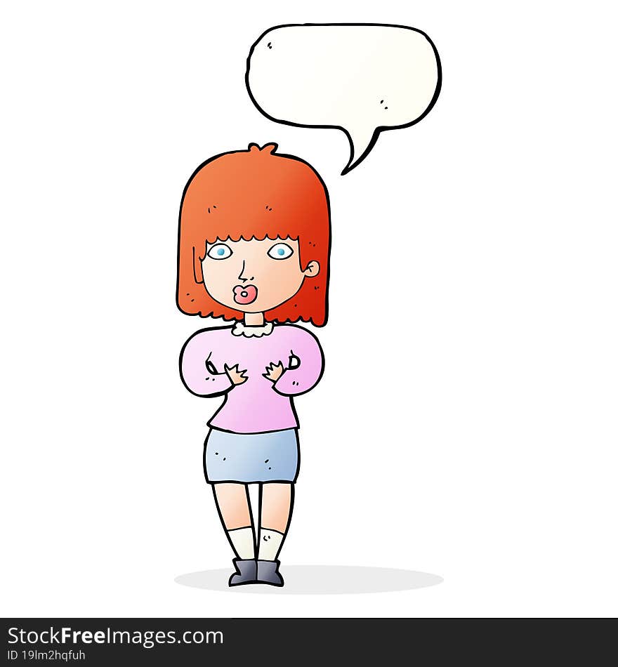 cartoon shocked woman with speech bubble