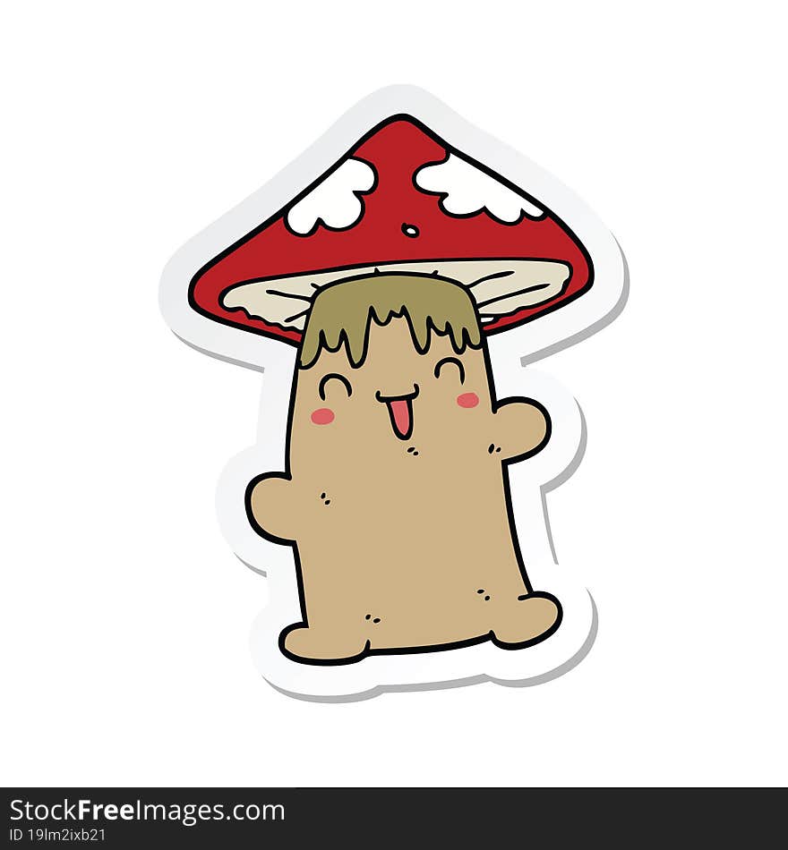 sticker of a cartoon mushroom character