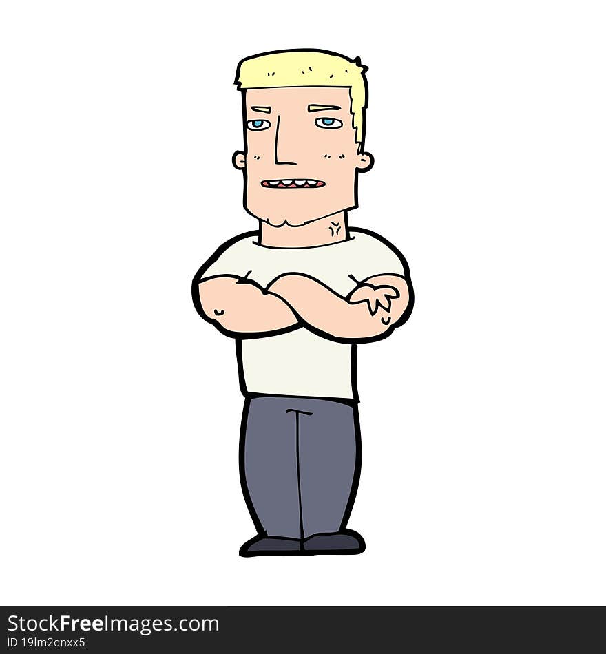 Cartoon Tough Guy With Folded Arms