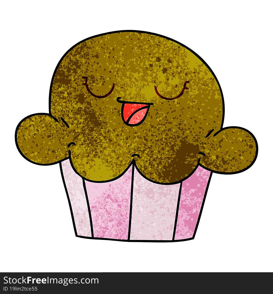 quirky hand drawn cartoon happy muffin