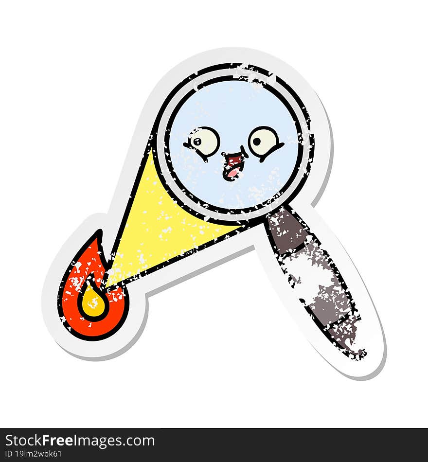 Distressed Sticker Of A Cute Cartoon Magnifying Glass