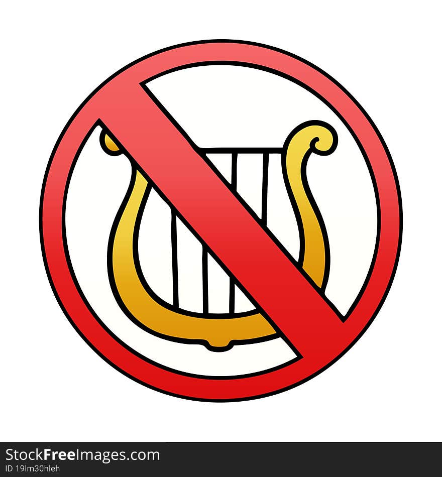 gradient shaded cartoon of a no music allowed sign