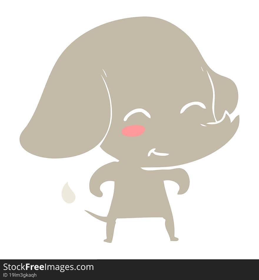 Cute Flat Color Style Cartoon Elephant