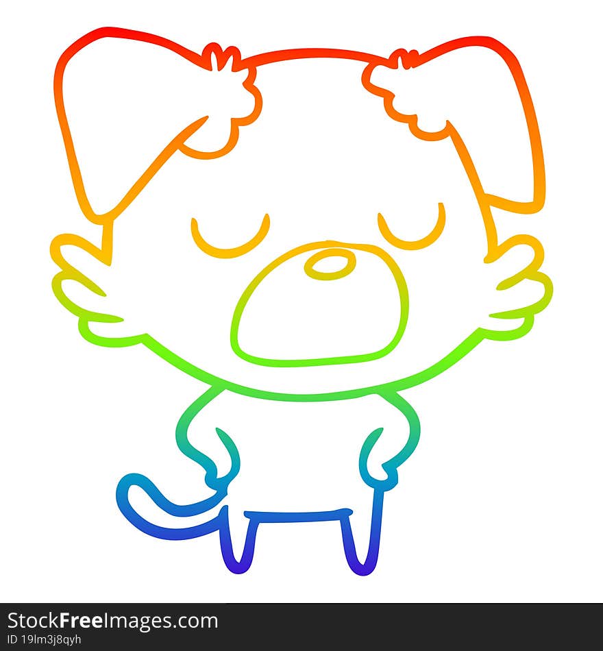 rainbow gradient line drawing of a cartoon dog