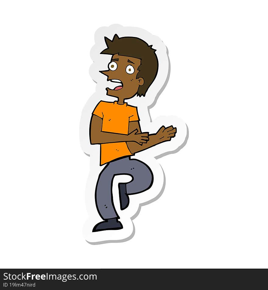 sticker of a cartoon stressed out man