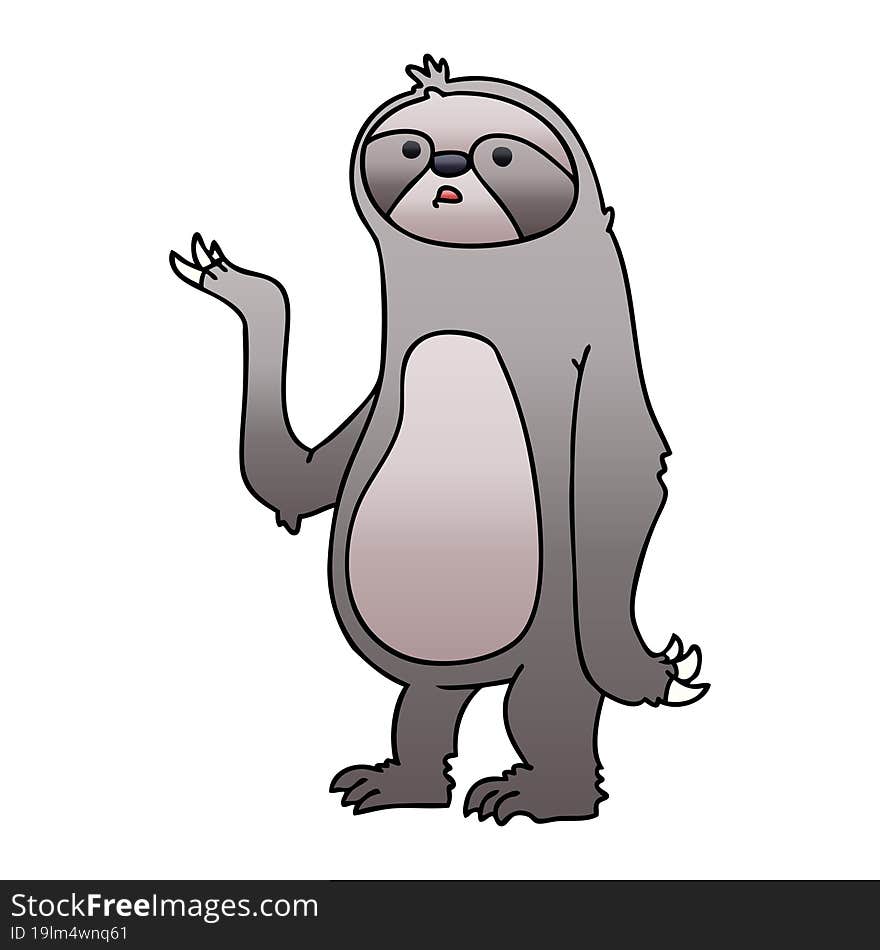 gradient shaded quirky cartoon sloth. gradient shaded quirky cartoon sloth