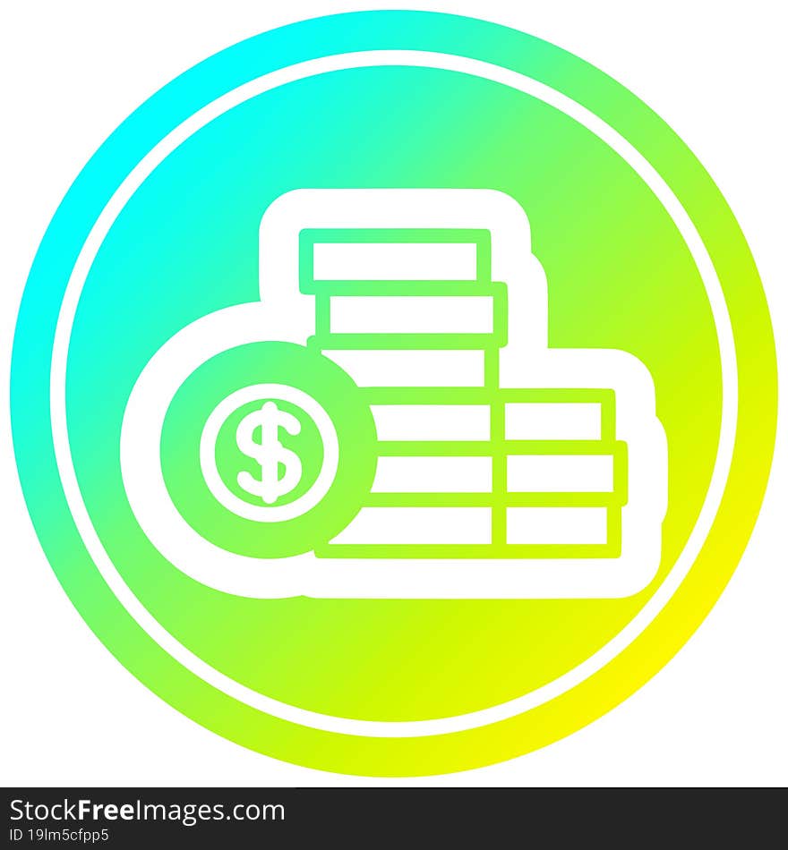 stacked money circular in cold gradient spectrum