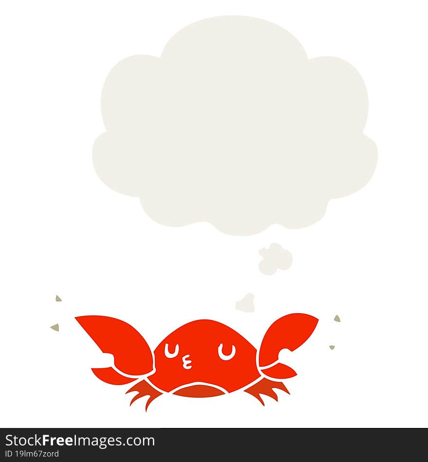 Cartoon Crab And Thought Bubble In Retro Style