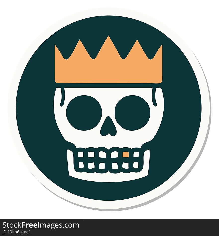 tattoo style sticker of a skull and crown