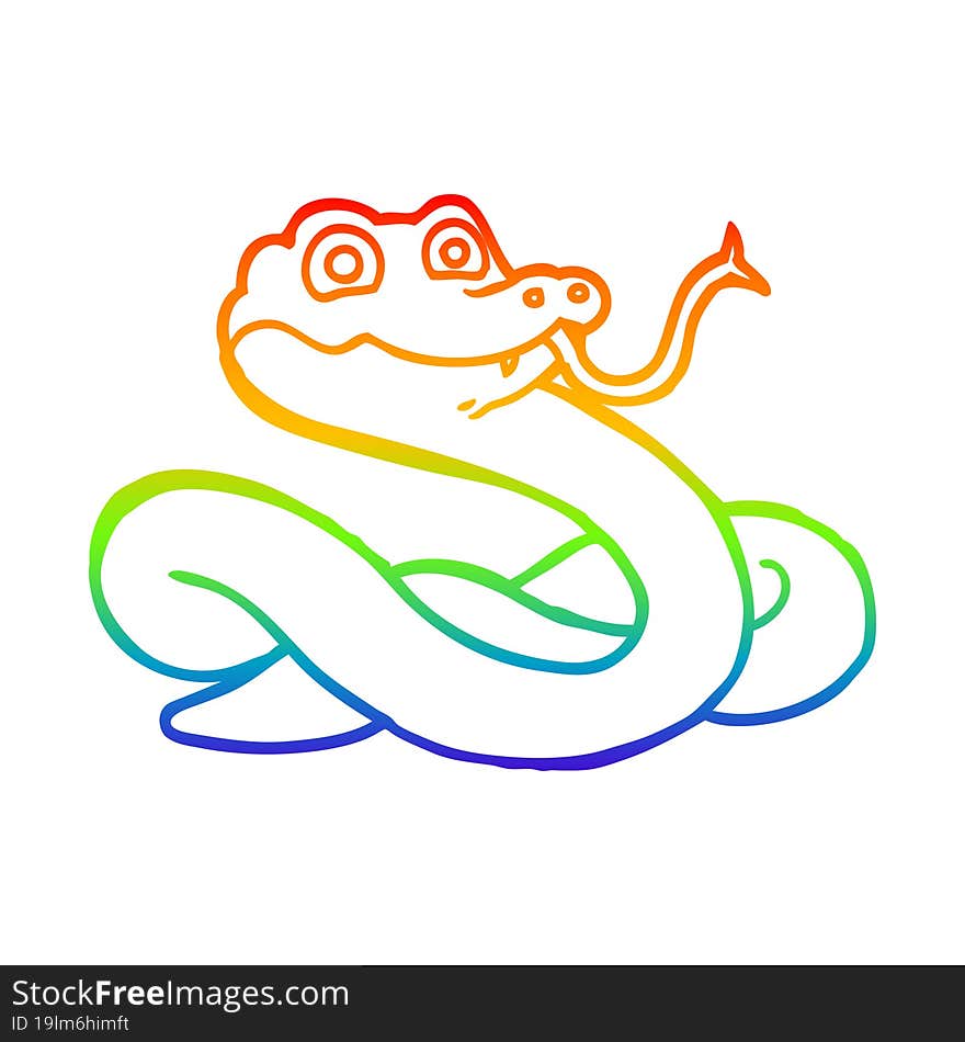 rainbow gradient line drawing cartoon snake