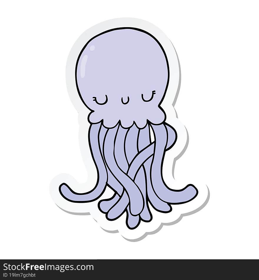 sticker of a cute cartoon jellyfish