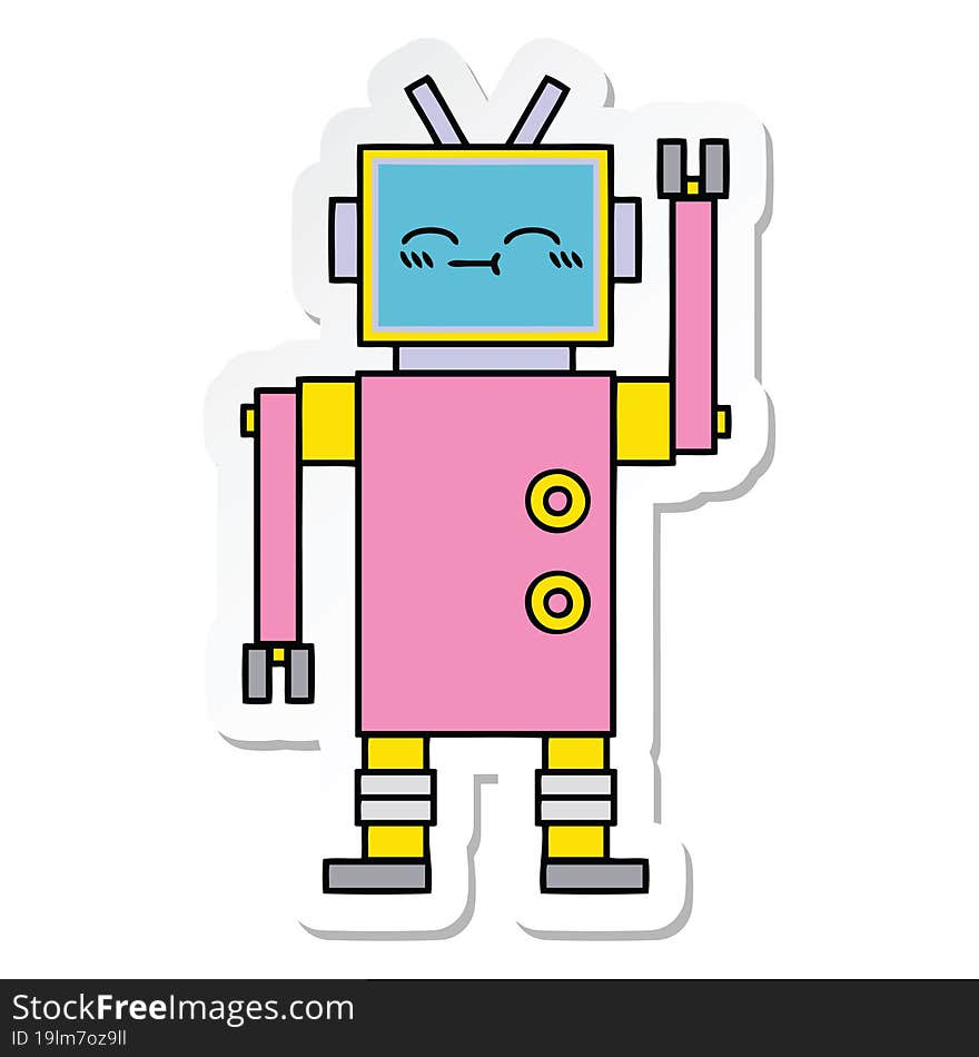 Sticker Of A Cute Cartoon Robot