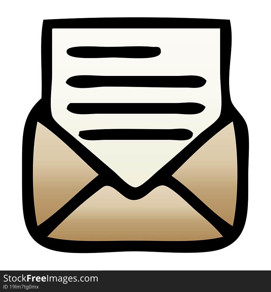 gradient shaded cartoon letter and envelope