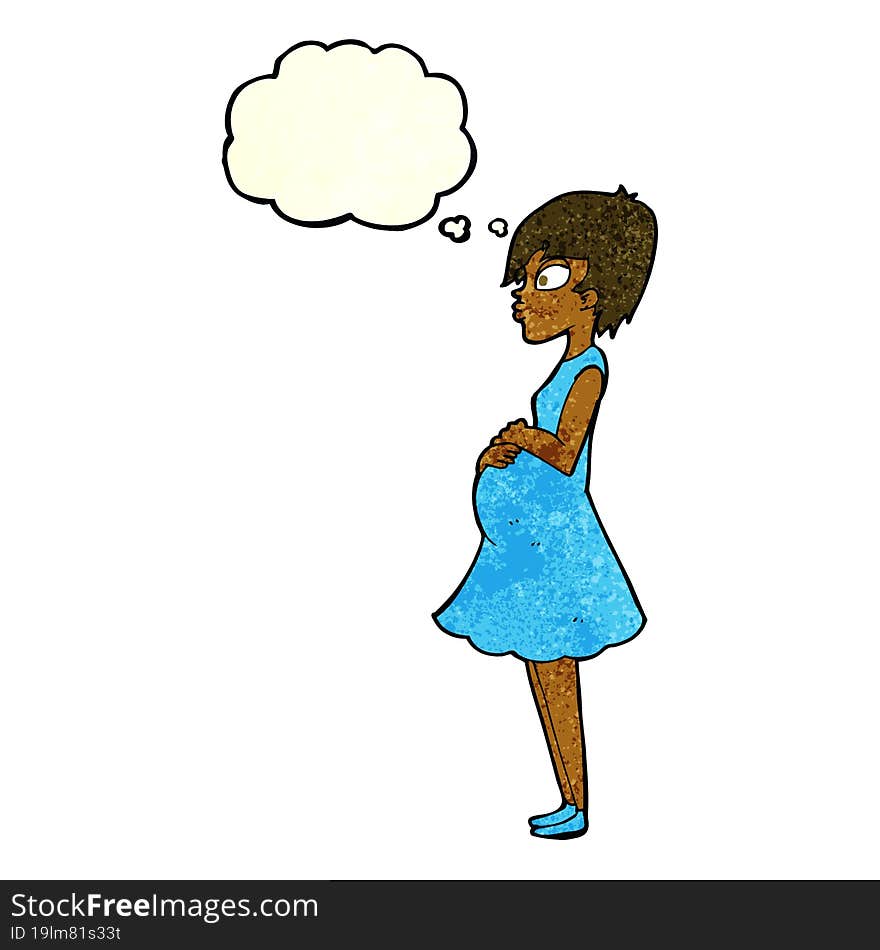 Cartoon Pregnant Woman With Thought Bubble