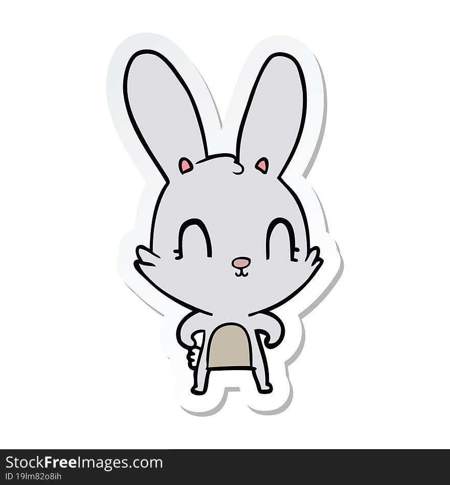 sticker of a cute cartoon rabbit