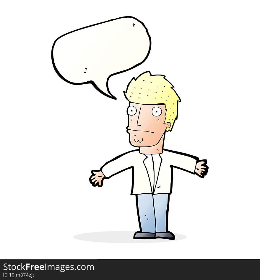 cartoon confused man with speech bubble